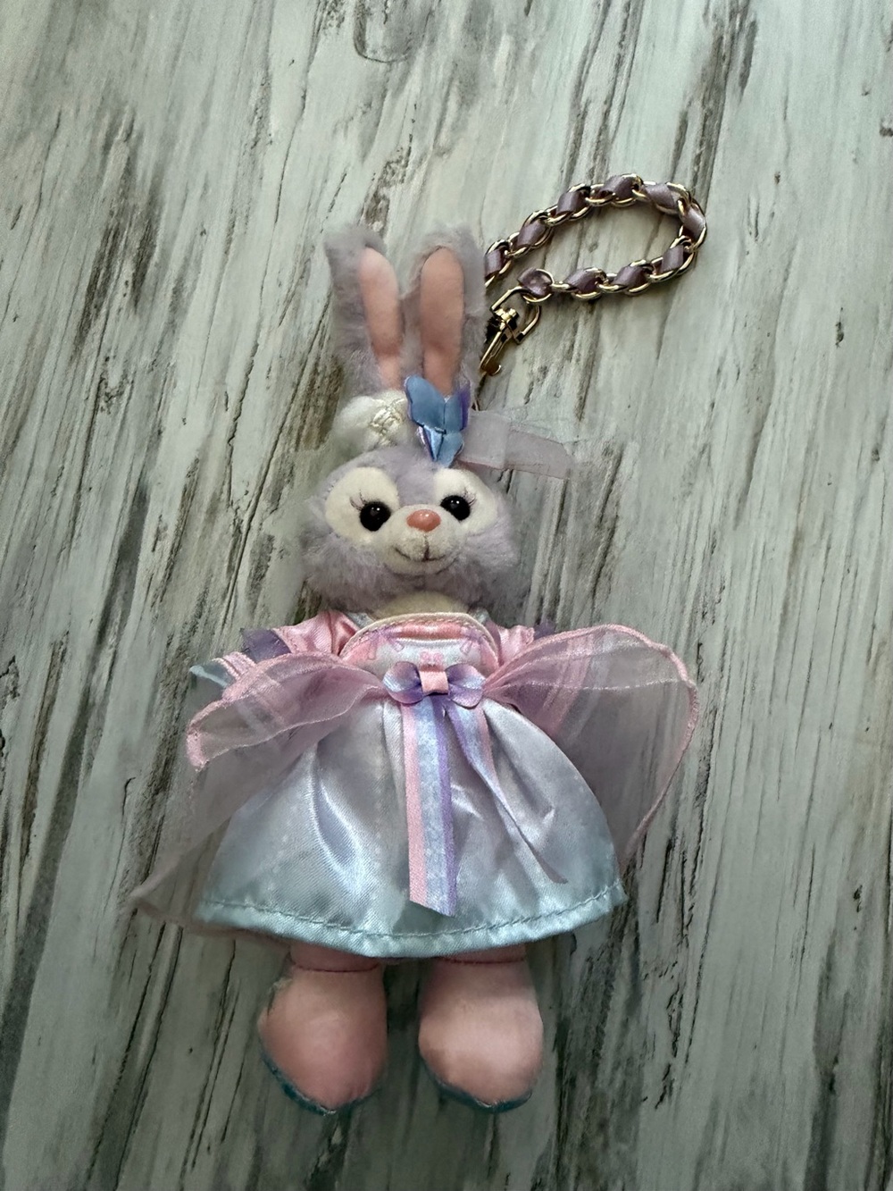 Tokyo Disneyland StellaLou bag charm keychain in Pastel Pink & Lavender